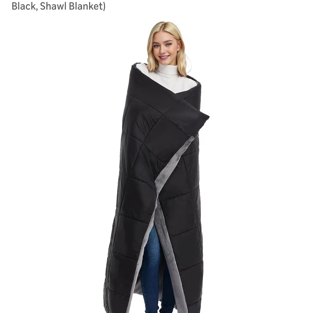 Black and Gray Wearable Shawl Blanket